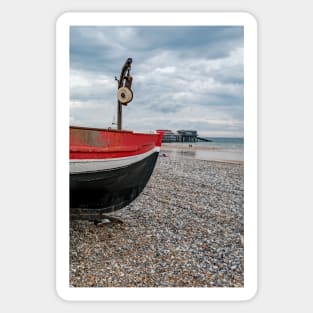 Crab fishing boat on the shingle beach Sticker